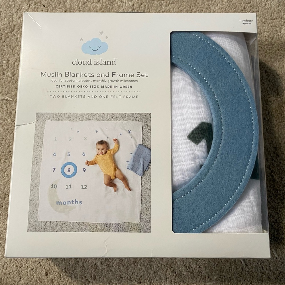 Cloud Island Baby Blanket and Frame Set